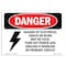 Signmission OSHA Danger Sign, 10" Height, 14" Width, Rigid Plastic, Hazard Of Electrical Shock Or, Landscape OS-DS-P-1014-L-2225 - alternate 1